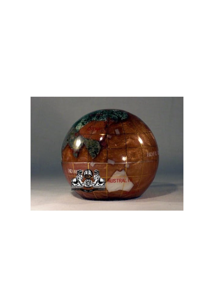 Unique Art Since 1996 3-Inch Amber Pearl Swirl Ocean Gemstone World Globe Paper Weight - Image 3